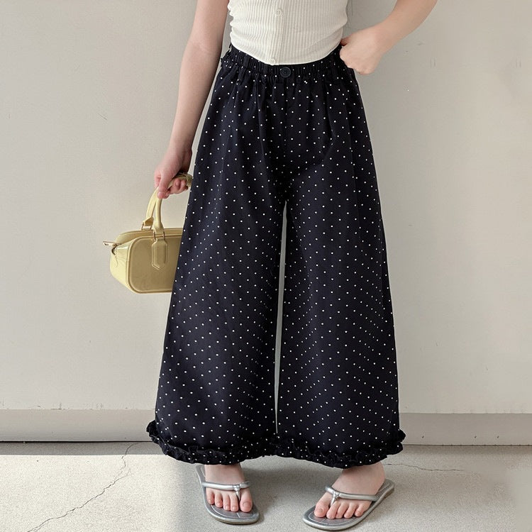 Children's Dot Summer Medium Large Casual Foot Lace Children's Pants