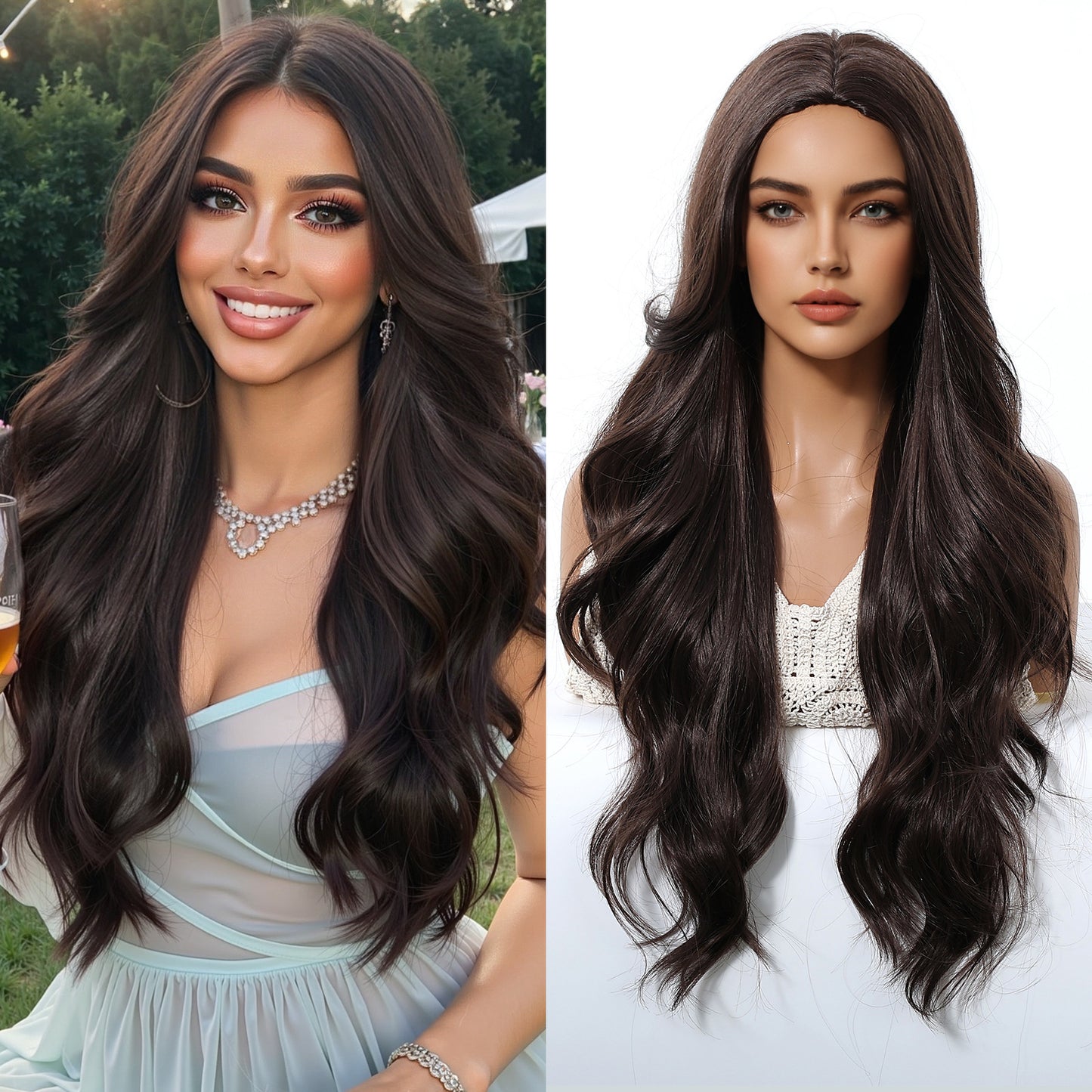 Gradient Golden Curly Hair Chemical Fiber Wig Long Curls