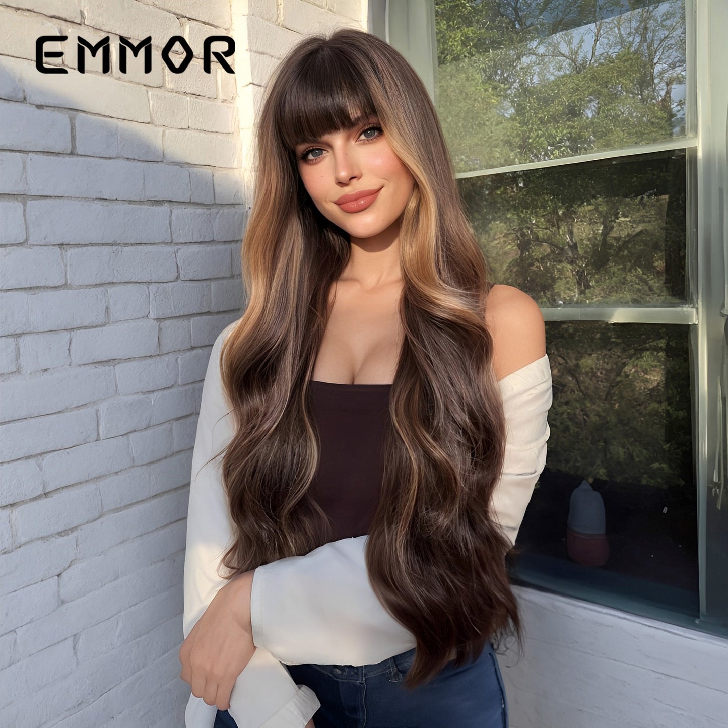 Bangs Curly Hair Dignified Goddess Waist Natural Fluffy Wig Long Curls
