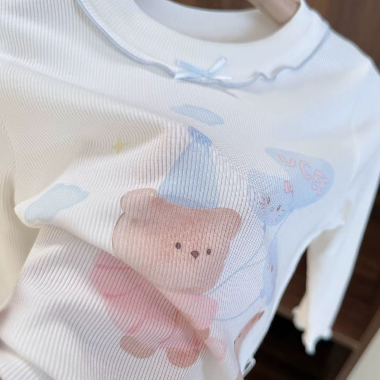 Style Cool Popular Korean Bow Cartoon Stringy Seedge Children's T-shirt