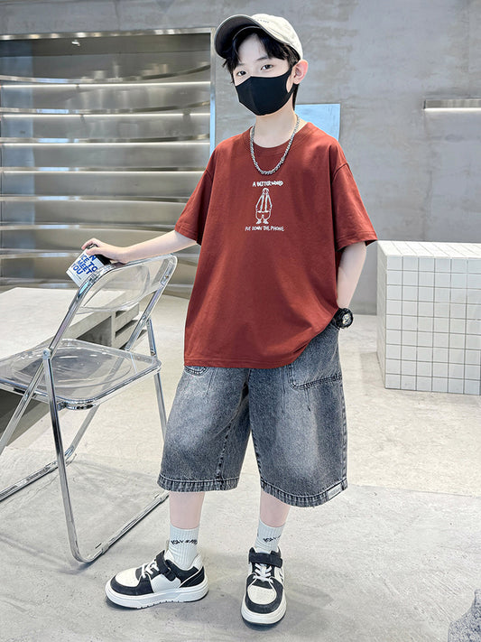 Children's Short-sleeved Clothing Summer Thin Loose Casual Top Children's Suit
