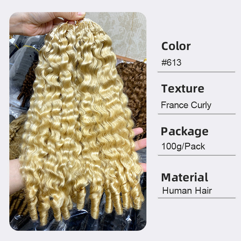 Casual Charming Crochet Human French Roll Real Hair Wig
