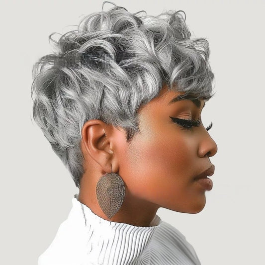 Women's Fiber Brazilian Roll Rose Net Chemical Wig Short Curly Hair