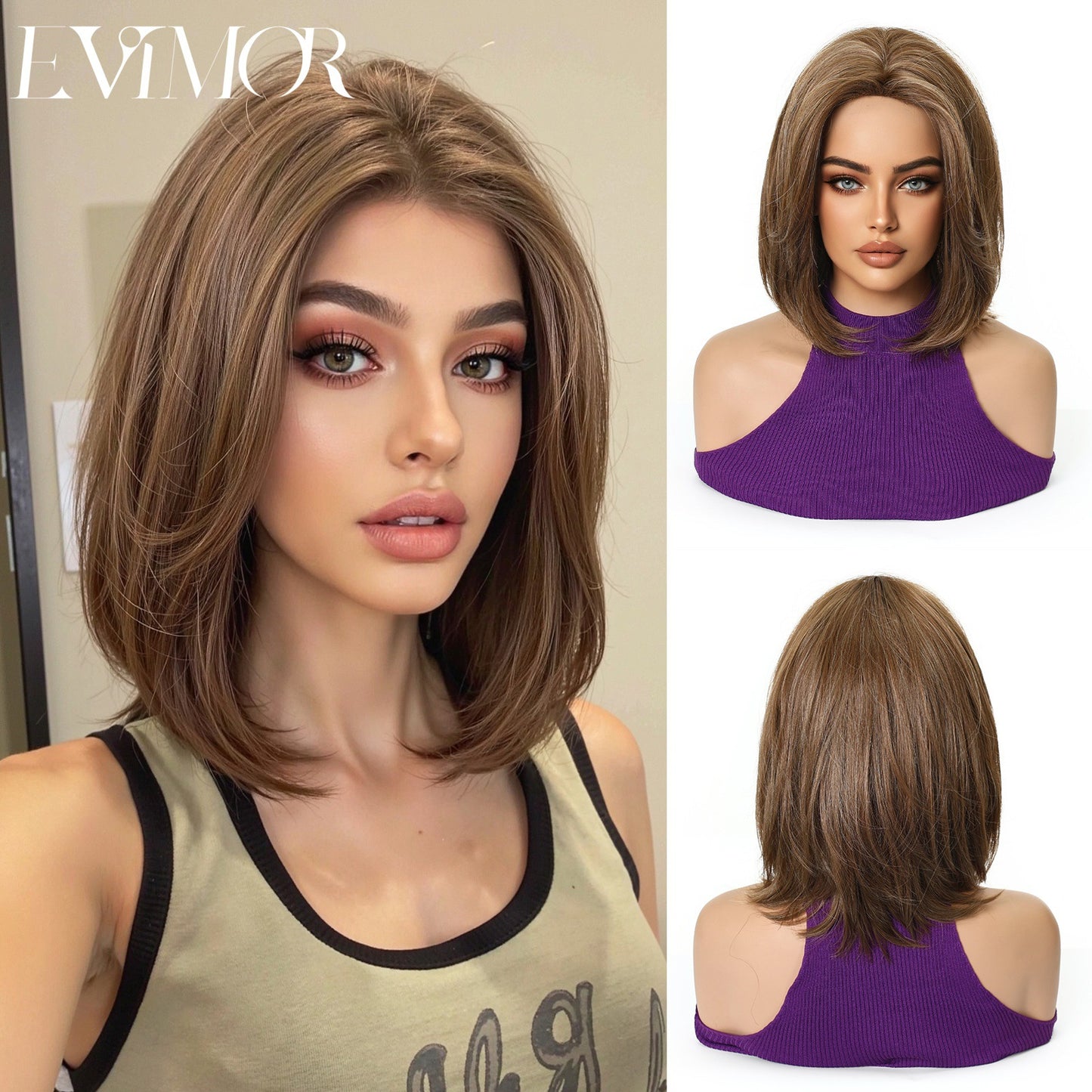 Women's Fiber Summer Realistic Natural Middle Age Wig Short Straight Hair