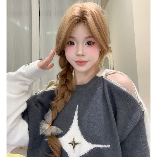 Human Computer Female Hair Valgus Big Wave Wig Long Curls