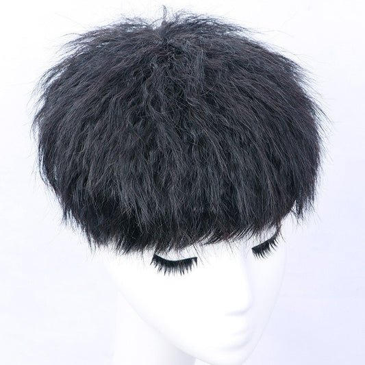 Women's & Men's Foil Korean Style Handsome Fluffy Fashion Instant Noodle Curls Real Men's Wig