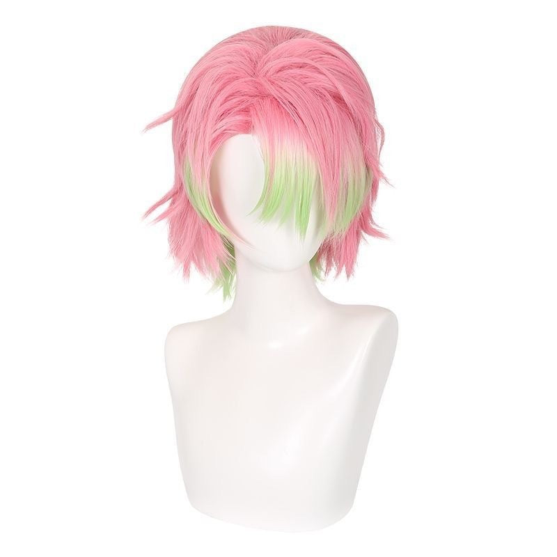 Blue Gradually Varied Pink Double Tiger Mouth Clip Mid-length Cos Wig