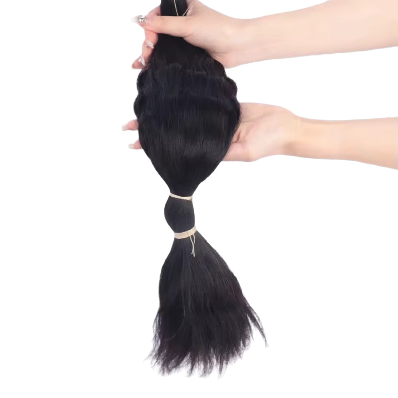 Super Double Drawn Wet Wavy Human Hair Bulk Long Straight Wig