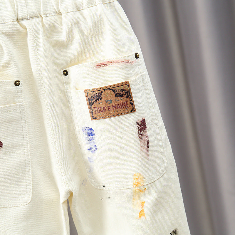 Children's Jeans Spring Clothes Leisure Ruffle Handsome Children's Pants