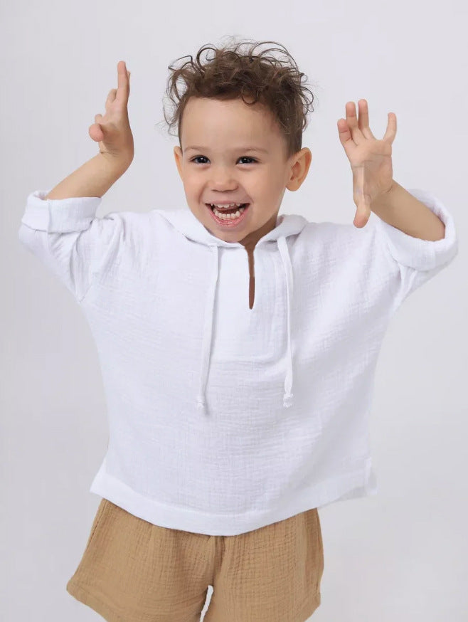 Cotton Linen Thin Top Sun Protection Children's T-shirt