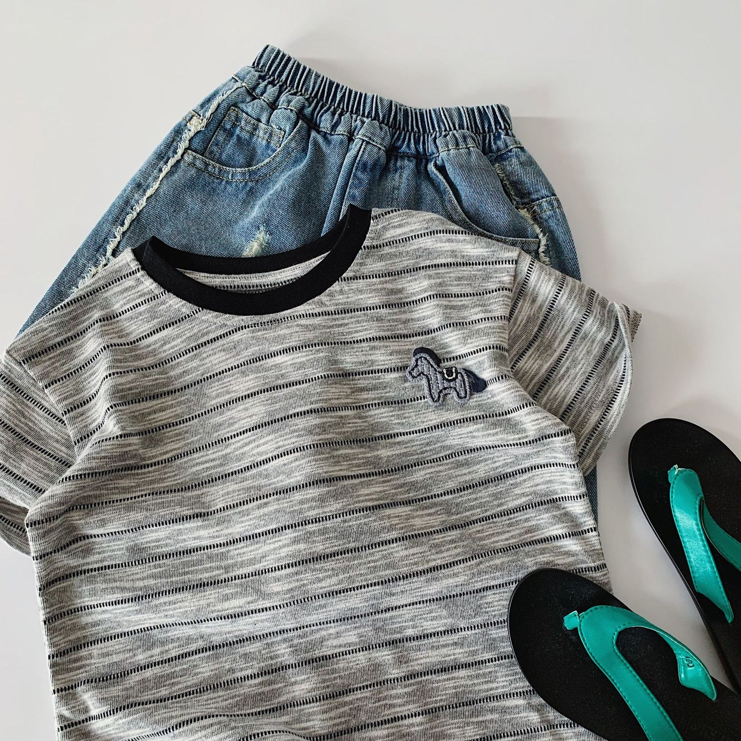 Children's Summer Korean Style Striped Pullover Thin Top Children's T-shirt