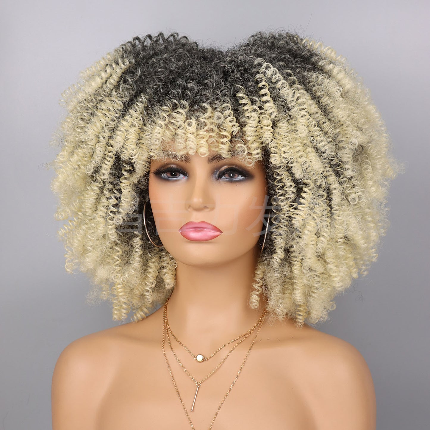 Women's Afro African Small Volume Fluffy Head Wig Short Curly Hair