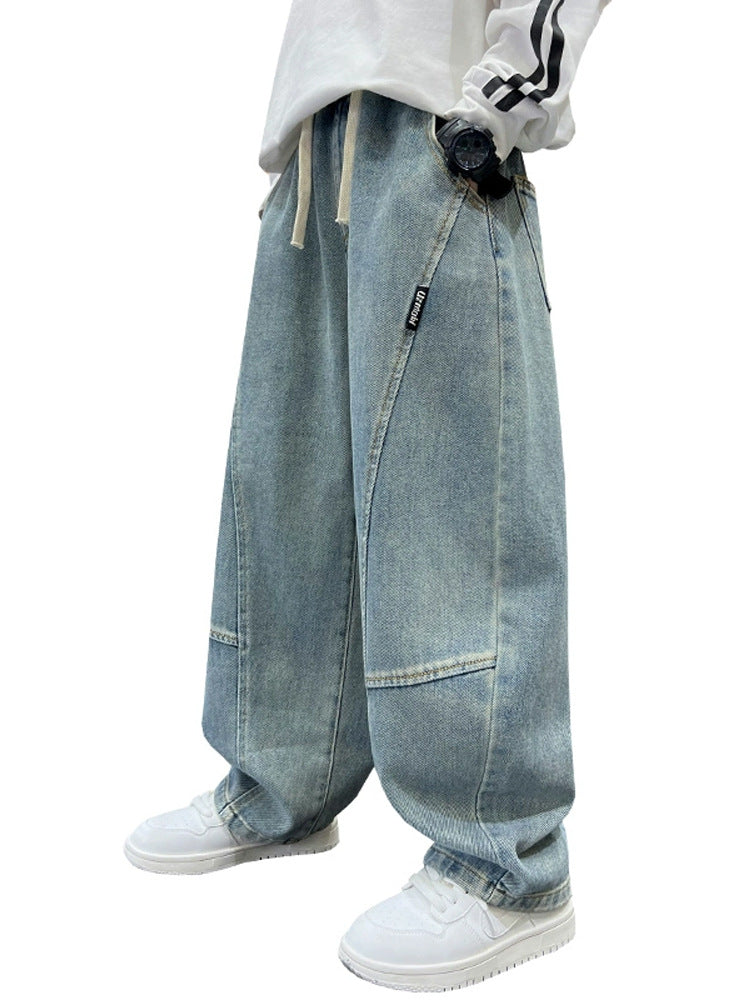Children's Big Boy Pu Fried Street Sports Spring Children's Pants