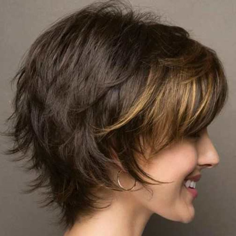 Elegant Charming Women's Golden Set Fashion Wig Short Straight Hair