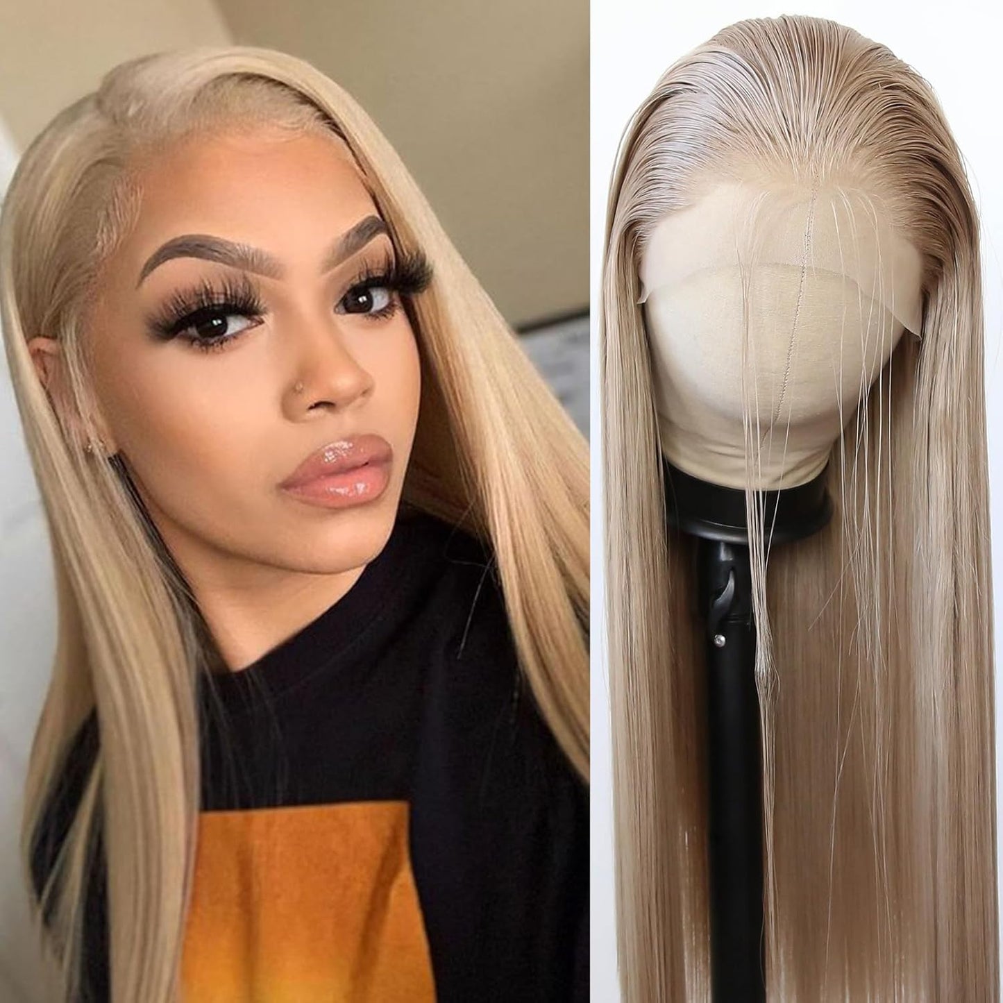 Women's Front Lace Natural Simulation Hair Chemical Long Straight Wig