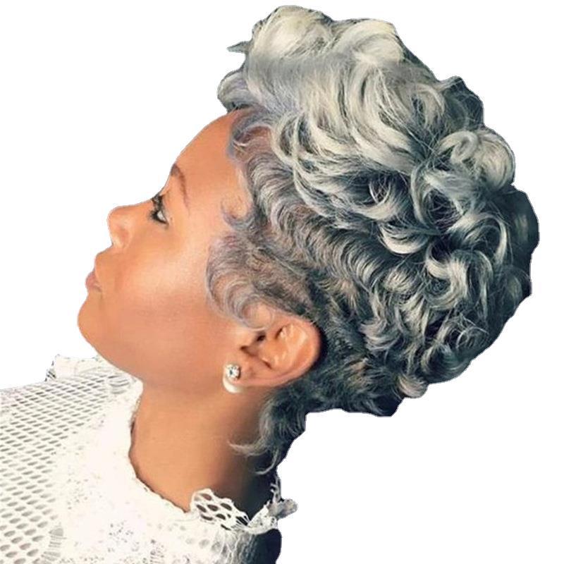 Elegant Versatile Cool Fiber Chemical Hood Wig Short Curly Hair
