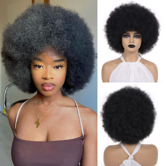 African Afro Micro Volume Chemical Fiber Role Play Performance Wig Short Curly Hair