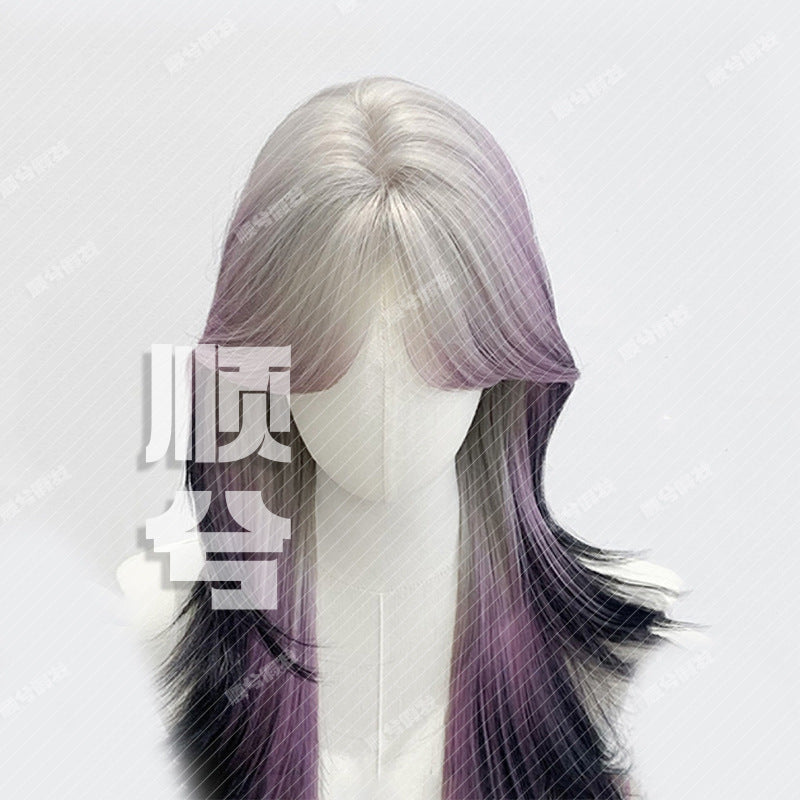 Daily Middle Points Color Mixing Temperament Long Straight Wig