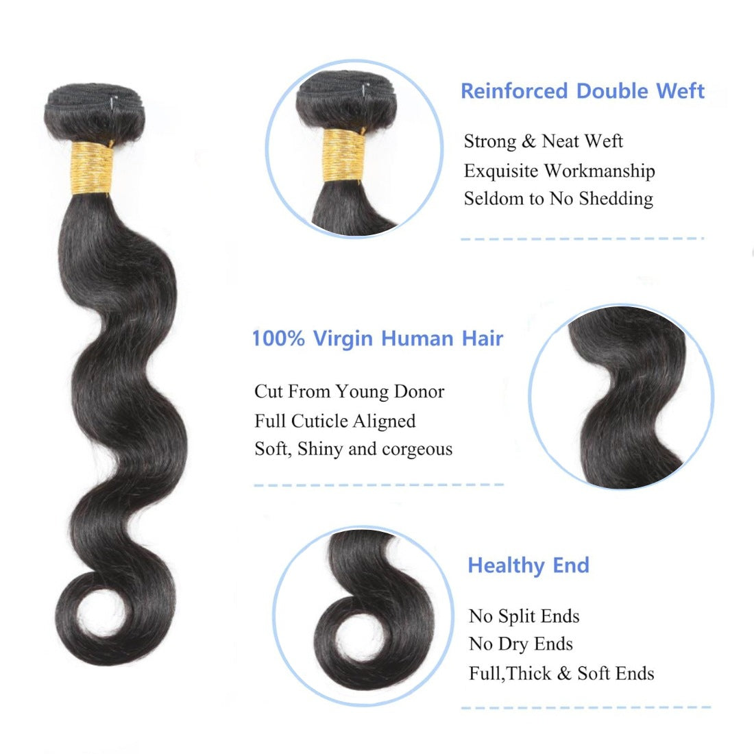 Trendy Beautiful Unique Durable Human Extension Real Hair Wig
