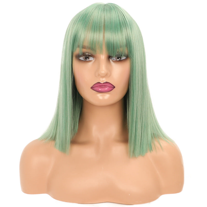 Collarbone Length Haircut Head Chemical Fiber Wig Short Straight Hair