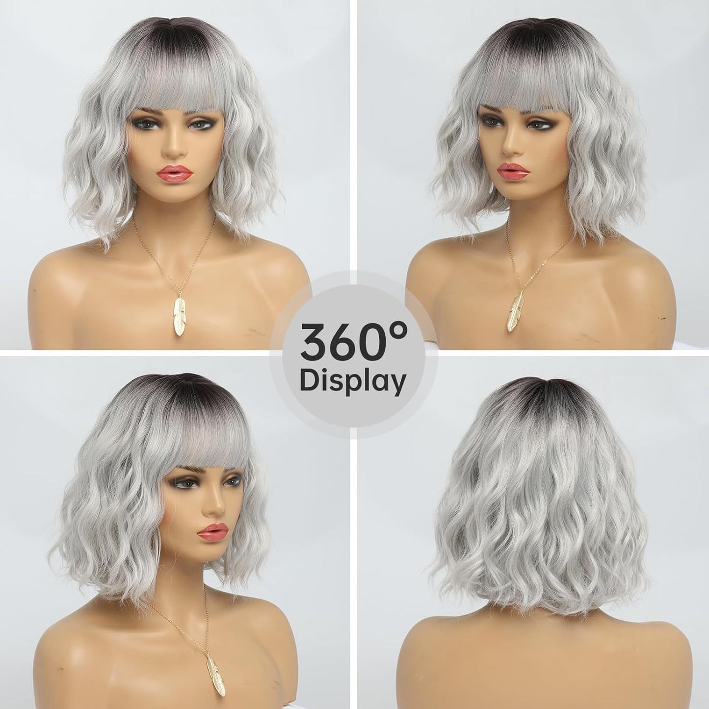 Female Simulation Human Highlight Gradient Chemical Wig Short Curly Hair