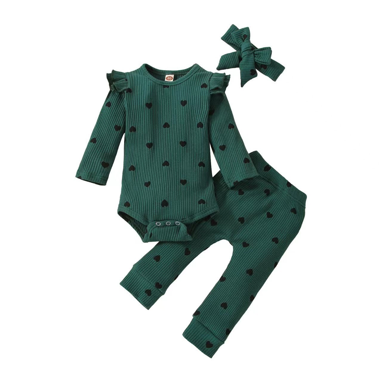 Heart Printing Romper Long-sleeved Trousers Bow Jumpsuit, Climbing Suit