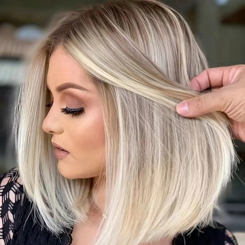 New Simulation Human Front Lace Fake Wig Short Straight Hair