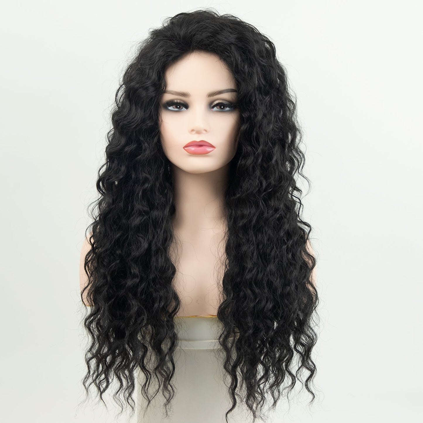 African Small Curly Hair Synthetic Wigs Gray Gold Partial Head Wig Long Curls
