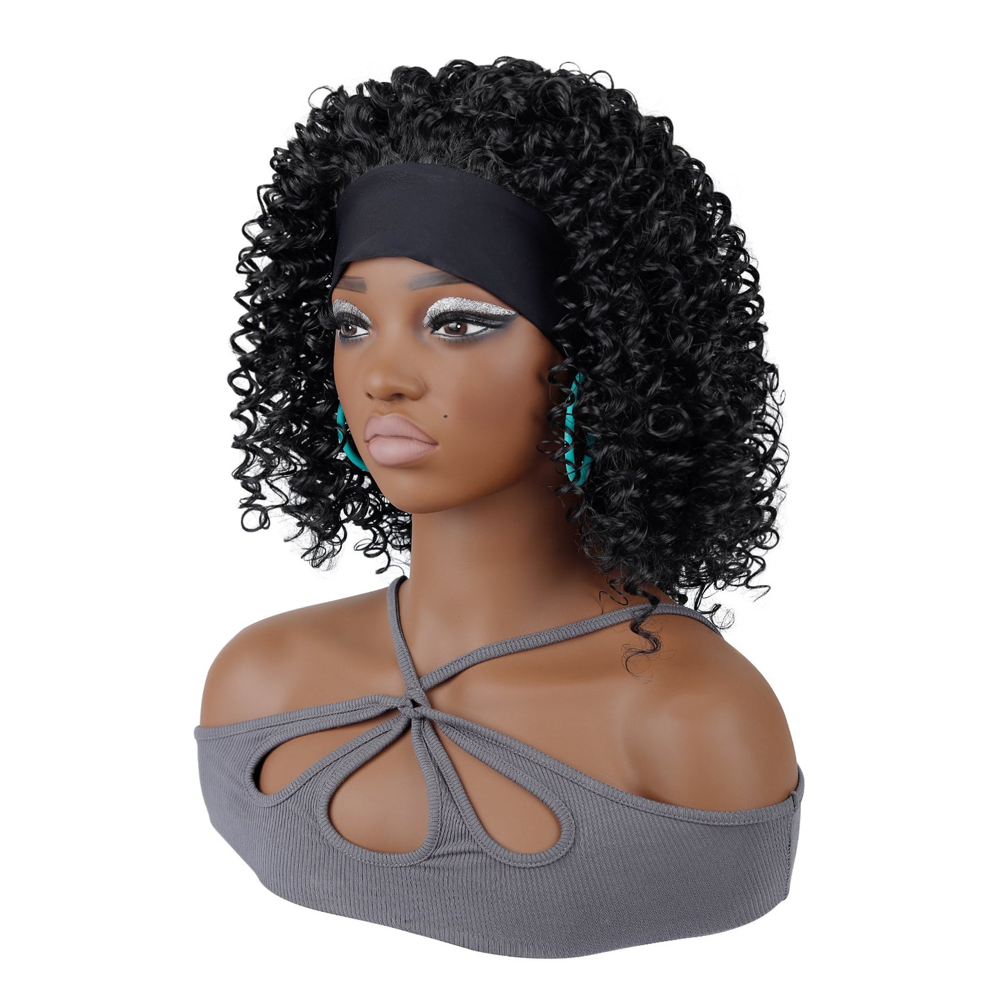 Graceful Ice Silk Band Headband Sheath Wig Short Curly Hair
