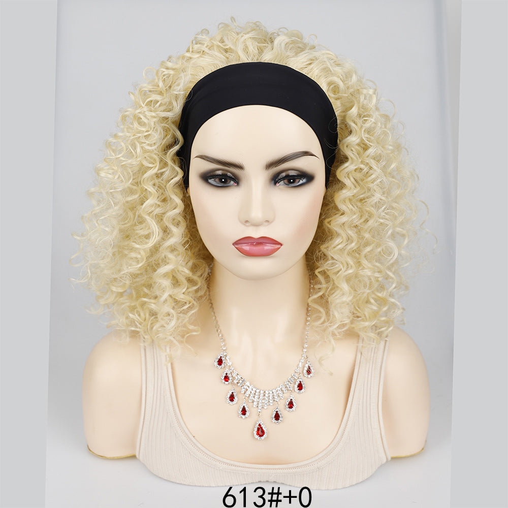 Graceful Ice Silk Band Headband Sheath Wig Short Curly Hair