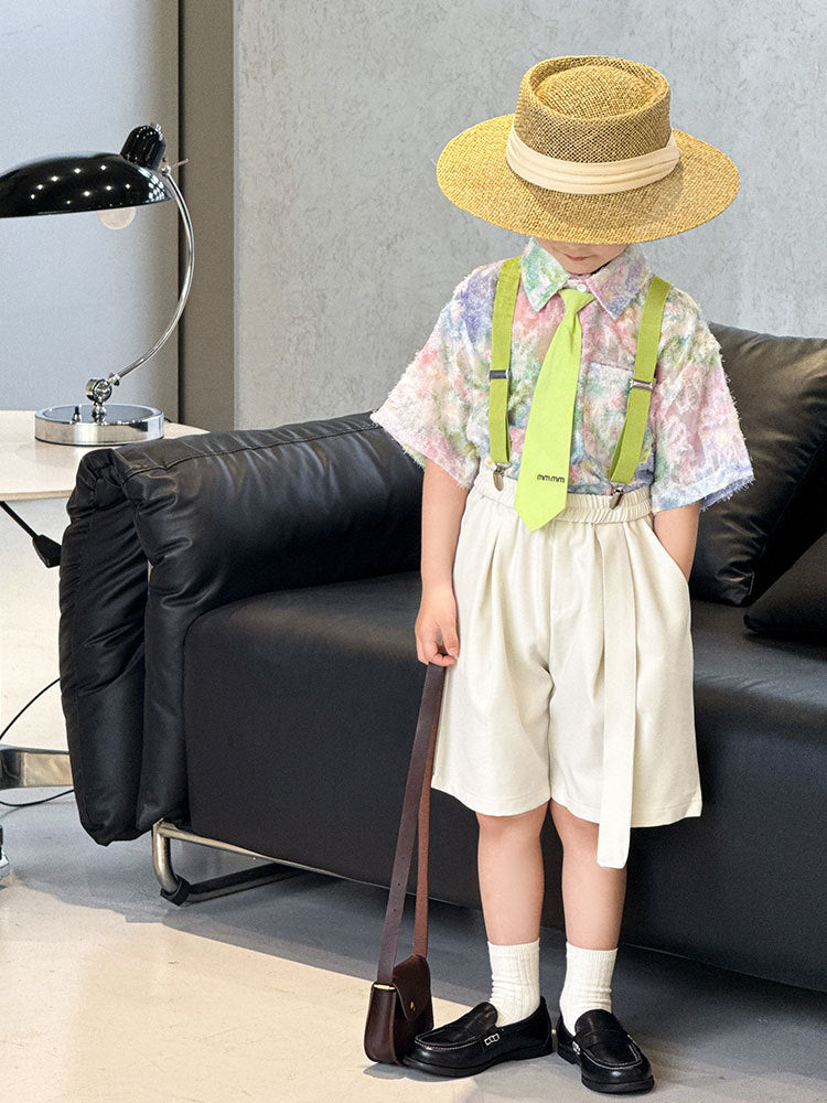 Summer Boys Suspender Suit Beach Kindergarten Performance Children's Shirt