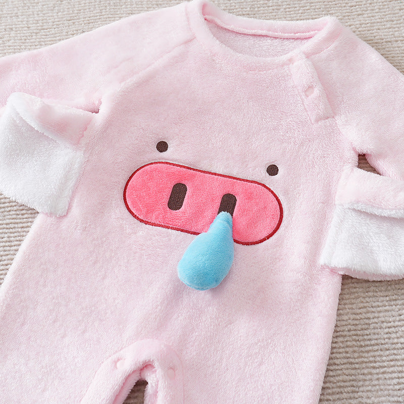 Winter Flannel Jumpsuit Cartoon Fleece-lined Going Out Jumpsuit, Climbing Suit
