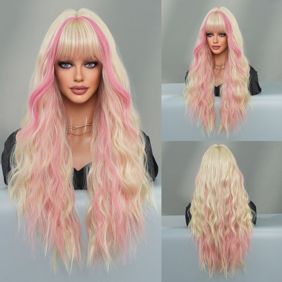Women's Curly Big Wave Skunk Striped Fashion Christmas Chemical Wig Long Curls