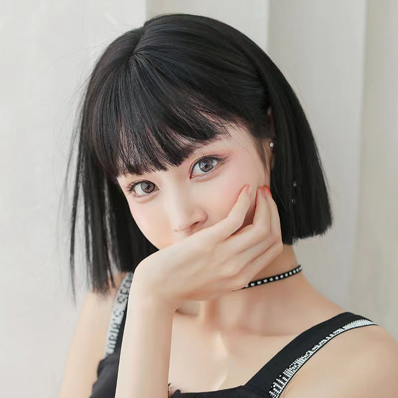 Female Head Inner Buckle Korean Cover Style Wig Short Straight Hair