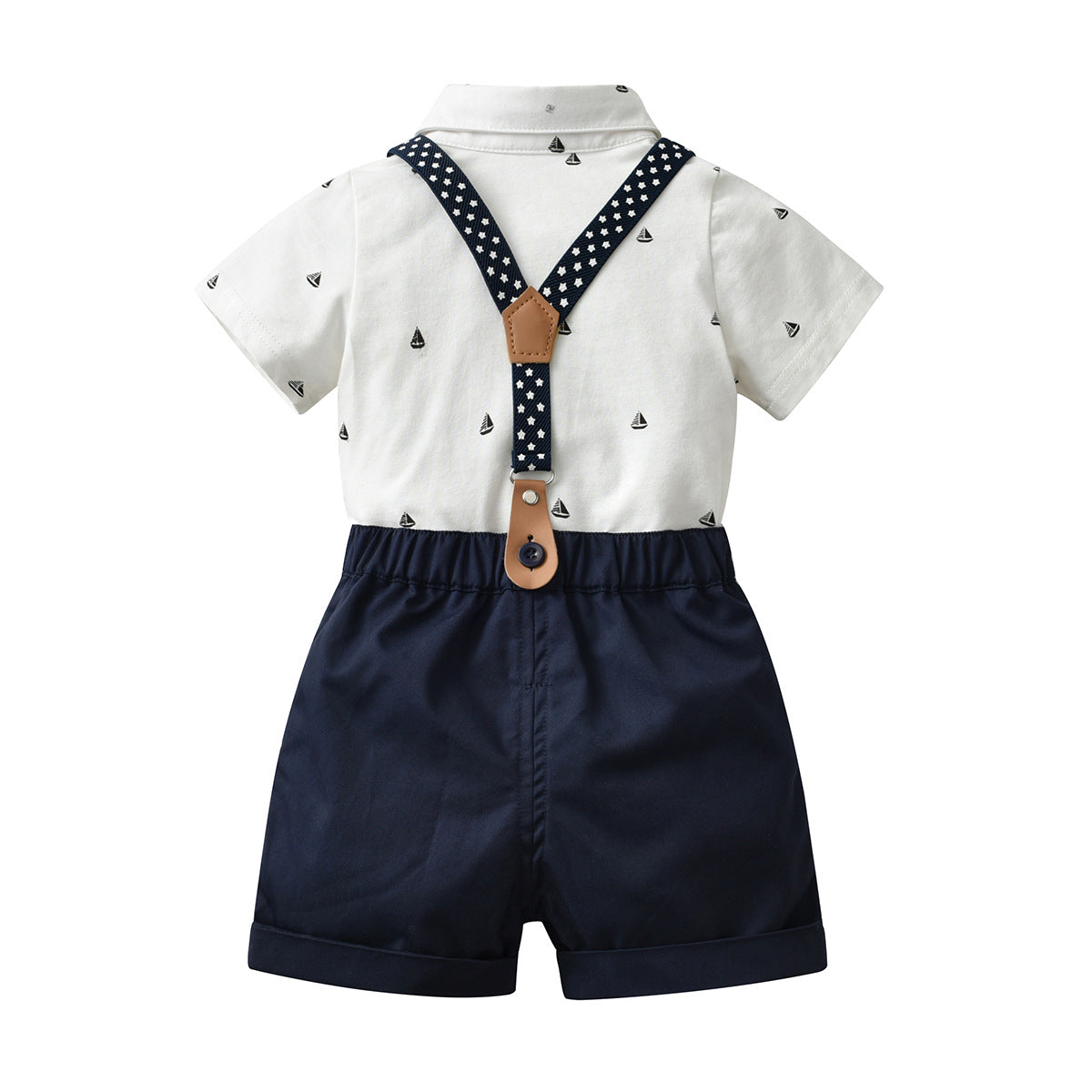 Summer Boy Gentleman Two-piece Infant Banquet Dress Bow Tie Suspender Children's Suit