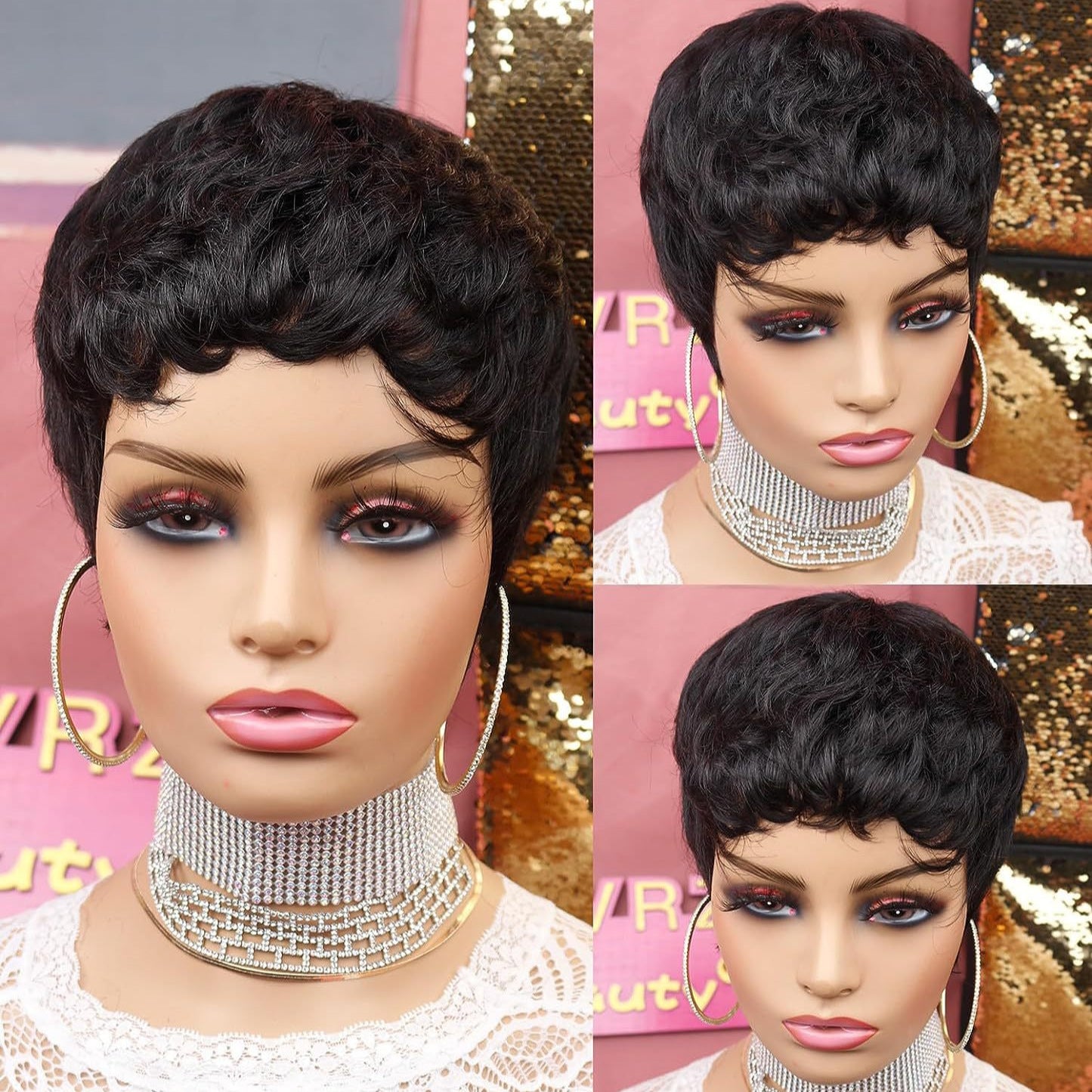 Women's Headgear Fashion Elastic Net Optional Wig Short Curly Hair