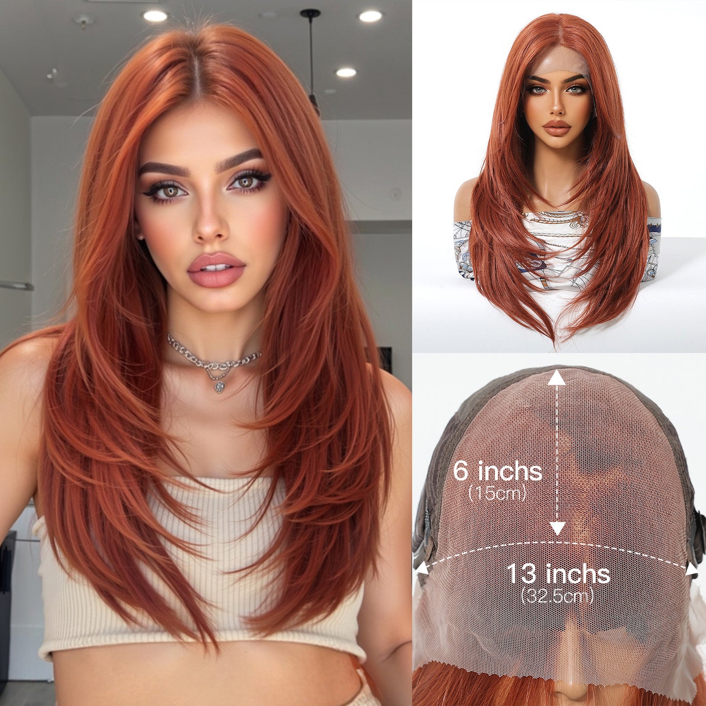Dark Brown Layered Mid-length Hair Any Long Straight Wig