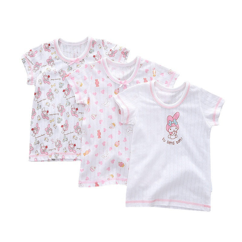 Distribution Jacquard Knit Breathable Bottoming Home Boys Vest Short Sleeve Children's T-shirt