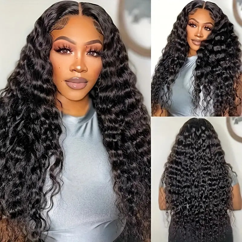 Women's Front Lace Mid-length Curly Hair Big Wave Natural Long Straight Wig