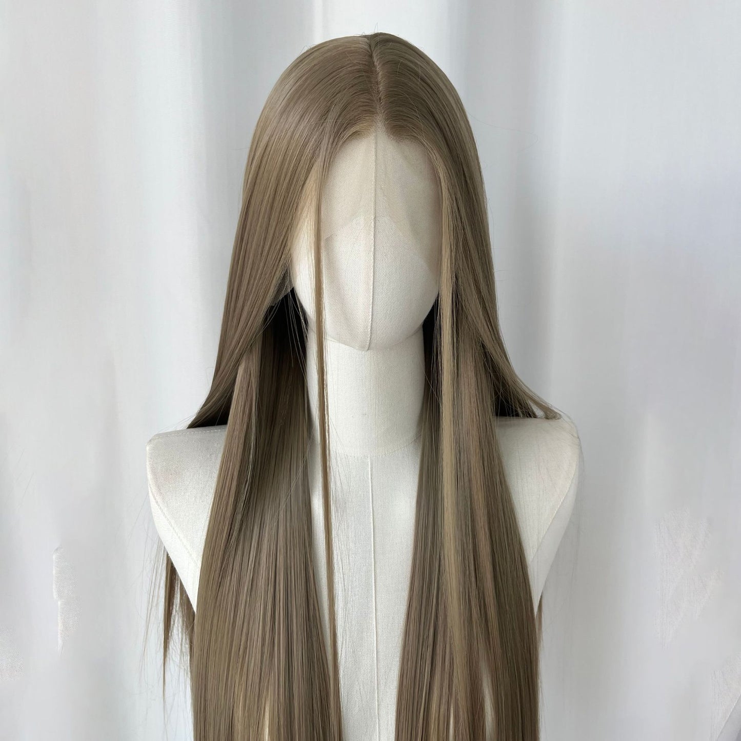 Brown Hand Crochet Forehead Lace Female Comic Long Straight Wig