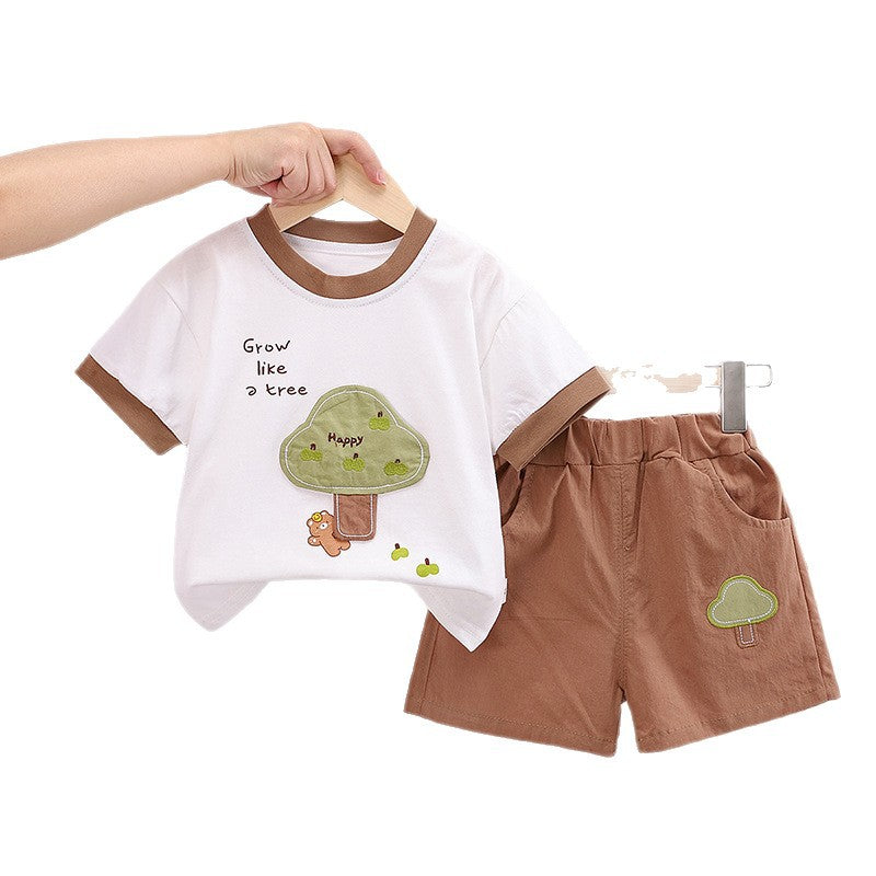 Boy Summer Clothes Set Mushroom Short Children's Suit