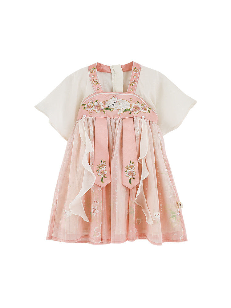 Chinese Clothing Summer Sweet Cute Stitching National Style Children's Dress