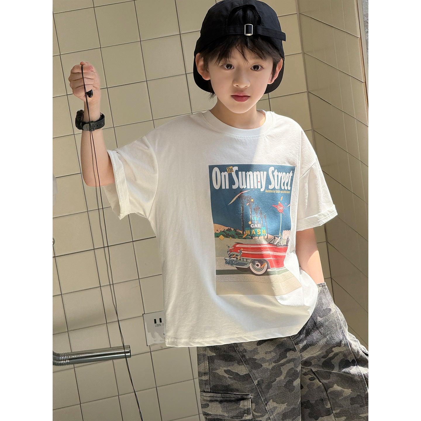 Children's American Printed Short-sleeved Casual Loose Tide Children's T-shirt