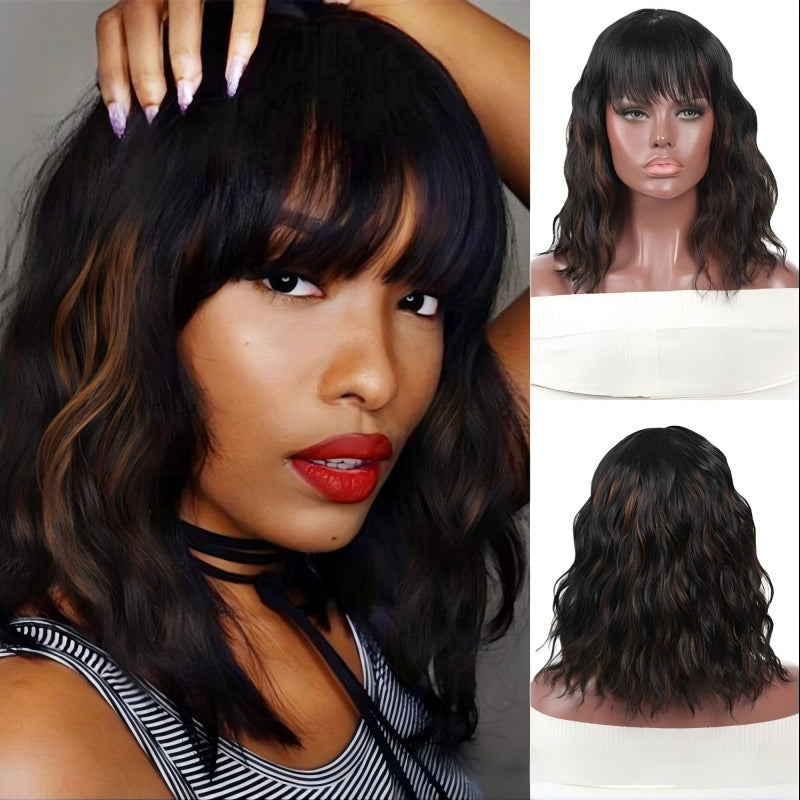 Water Ripple Rose Net Breathable Wave Female Wig Short Curly Hair
