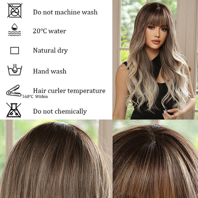 Women's Gradient Gray Fashion Curly Hair Natural Fluffy Wig Long Curls