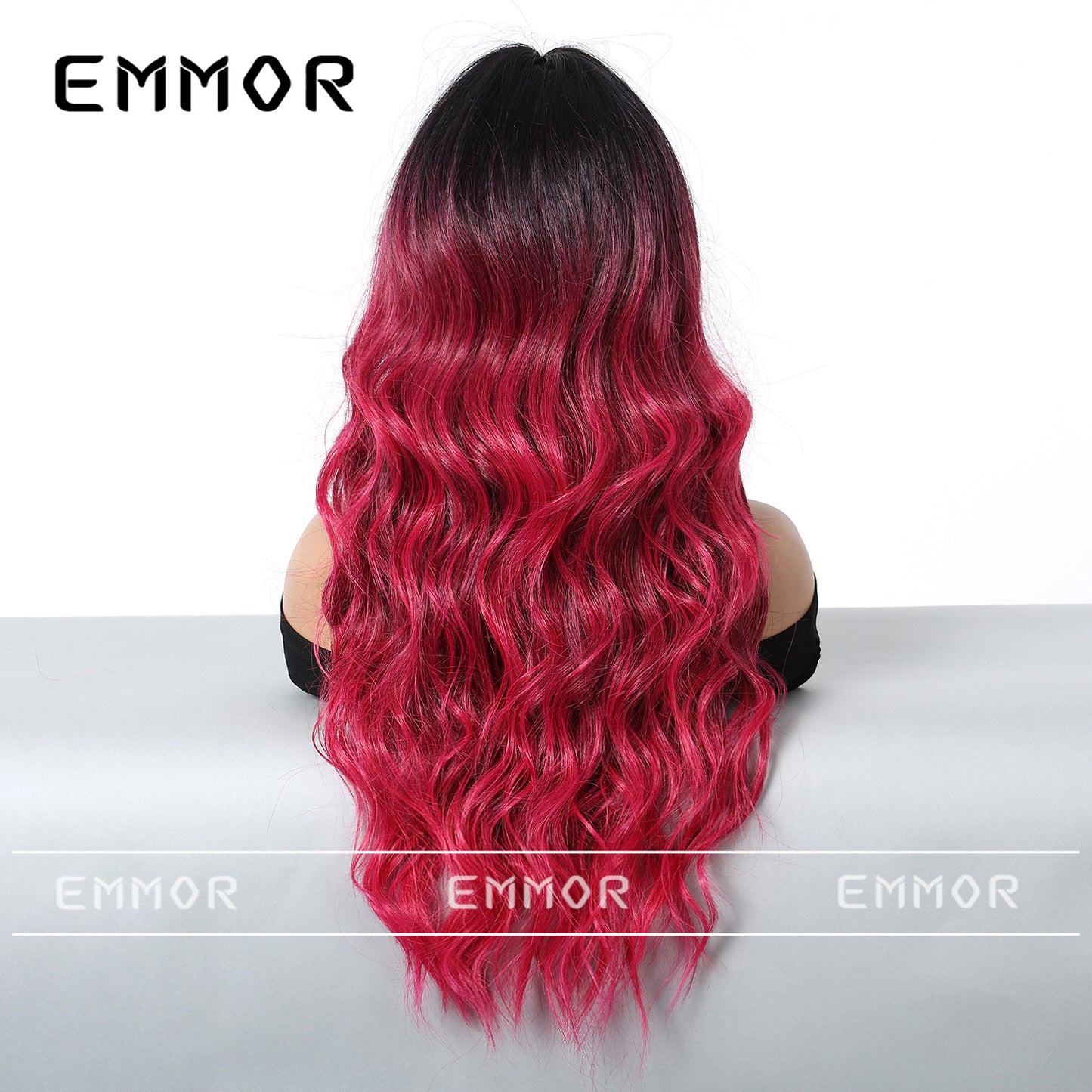 Red Gradient Bangs Big Wave Curly Wig Long Curls