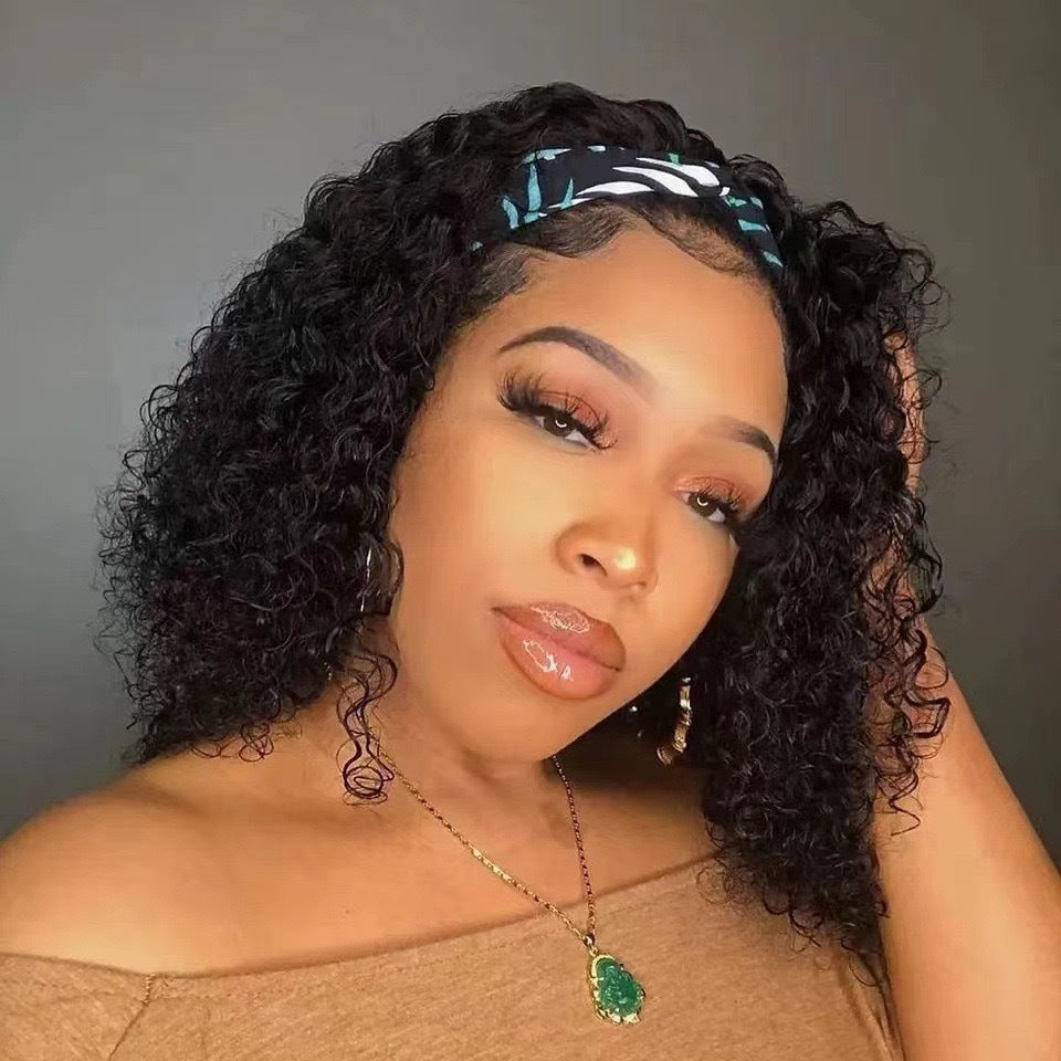 Women's Band African Small Volume Afro Fiber Synthetic Wig Short Curly Hair