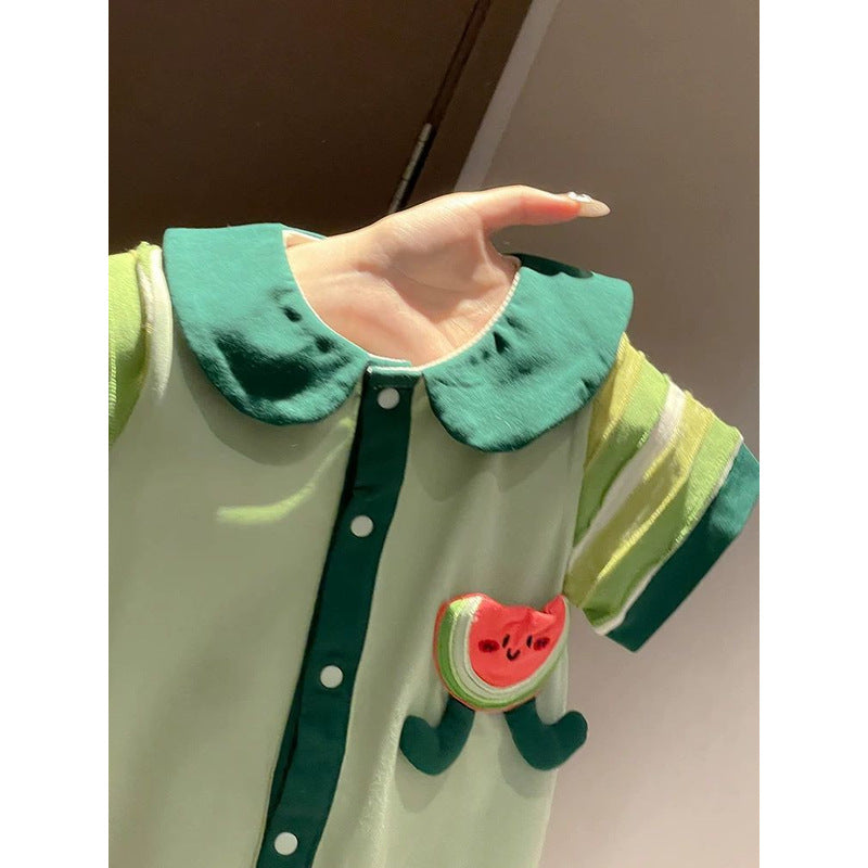 For Babies Summer Clothing Jumpsuits Infant Hundred Days Romper One Jumpsuit, Climbing Suit