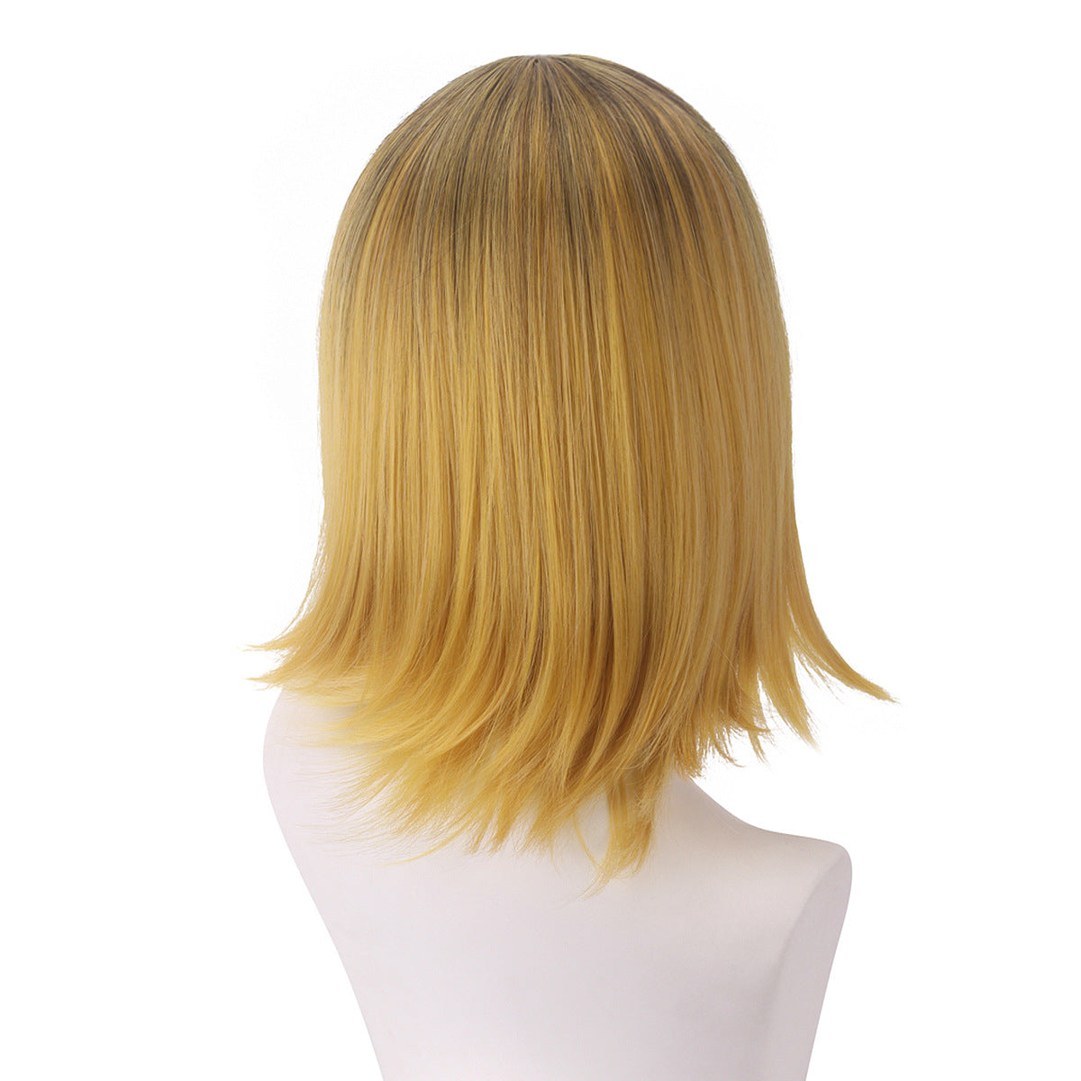 Brown Dyed Gradient Yellow Turn-up Short Cos Wig