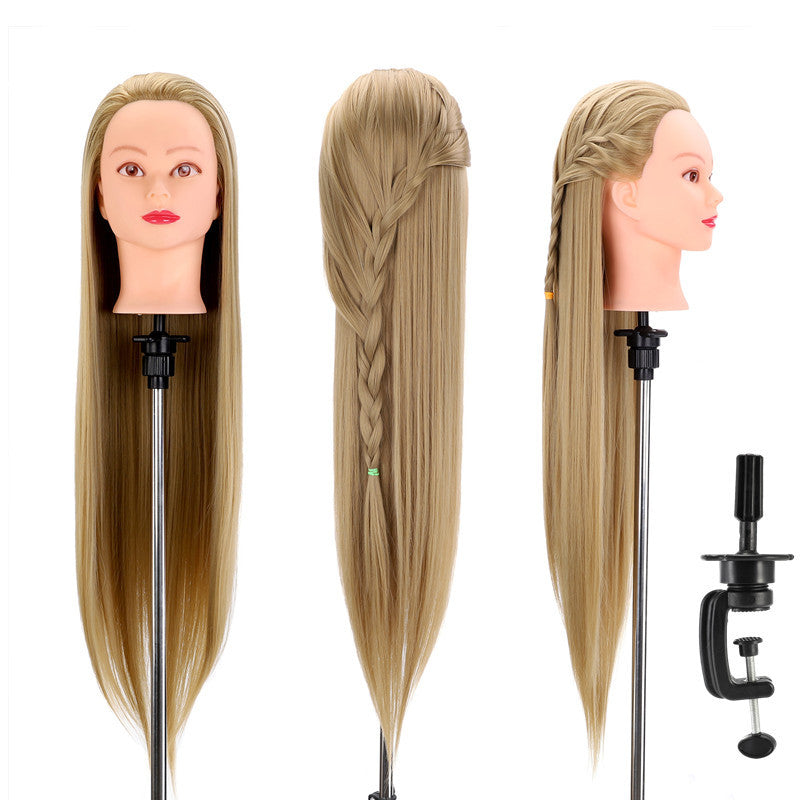 Model Head Teaching Hairdressing Braiding Mock Mannequin Long Straight Wig
